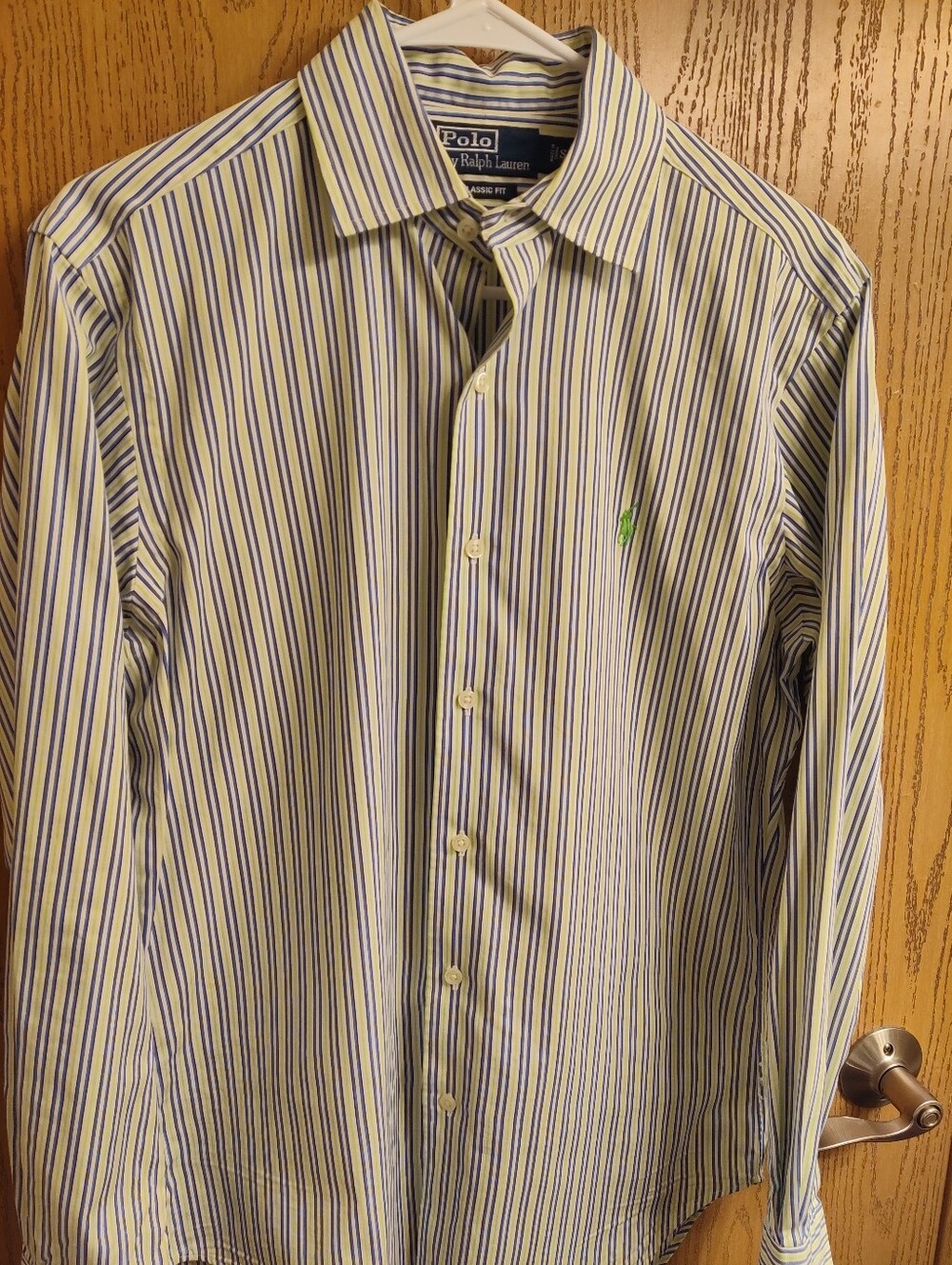 Polo by Ralph Lauren Men’s Green & Blue Stripe Dress Shirt
